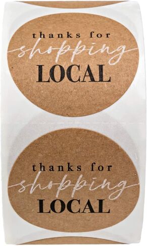 Thanks for Shopping Local Kraft Stickers / 1.5" Business Labels / 500 Thank You Modern Boutique Stickers in Kuwait