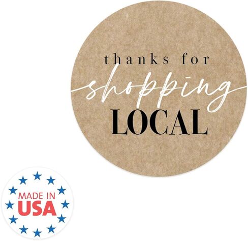 Thanks for Shopping Local Kraft Stickers / 1.5" Business Labels / 500 Thank You Modern Boutique Stickers in Kuwait