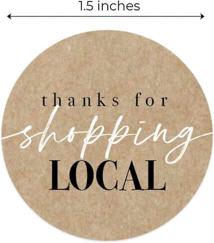 Thanks for Shopping Local Kraft Stickers / 1.5" Business Labels / 500 Thank You Modern Boutique Stickers in Kuwait