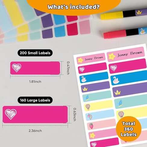 Waterproof Removable Labels Name Stickers - 360Pcs Handwrite Labels for Water Bottles,Kids School Supplies,Camp Gears Daycare and Storage Bins in Kuwait