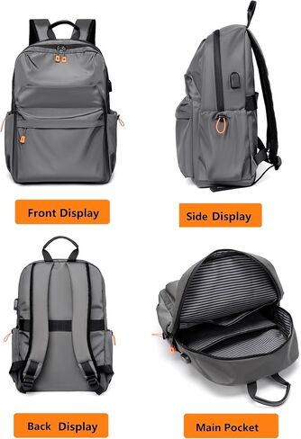 Travel Laptop Backpack with USB Charging Port, WaterProof Nylon Bag with Luggage Strap,Personal Item Backpack for Men Women,Black in Saudi Arabia