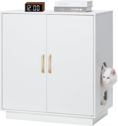 Cat Litter Box Enclosure, 30.9'' High Large Cat Litter Box Furniture, Modern Cat Litter Box Enclosure Furniture with Hidden Storage, Side Table, End Table, Black GCLB003BK in Saudi Arabia