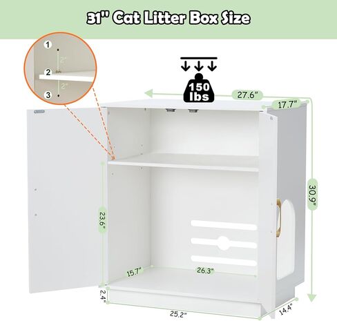 Cat Litter Box Enclosure, 30.9'' High Large Cat Litter Box Furniture, Modern Cat Litter Box Enclosure Furniture with Hidden Storage, Side Table, End Table, Black GCLB003BK in Saudi Arabia