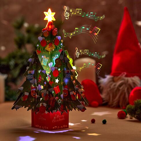 Christmas Tree Card With Light And Music - Merry Christmas Song, 3D Christmas Greeting Card with Note Card & Envelope For Wmomen, Wife, Mom, Grandma, Daughter, Sister, Girlfriend, Husband, Grandparent, Grandfather in Saudi Arabia