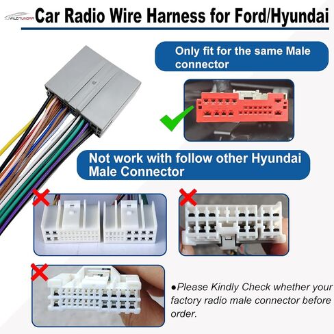 تسخير أسلاك راديو ما بعد البيع 24Pin مع محول هوائي متوافق مع Ford 2004-2018، Hyundai 2006-2008، Lincoln 2007-2014، Mercury 2006-2011، قابس 8Pin لـ RCA إلى مضخم صوت المصنع in Kuwait