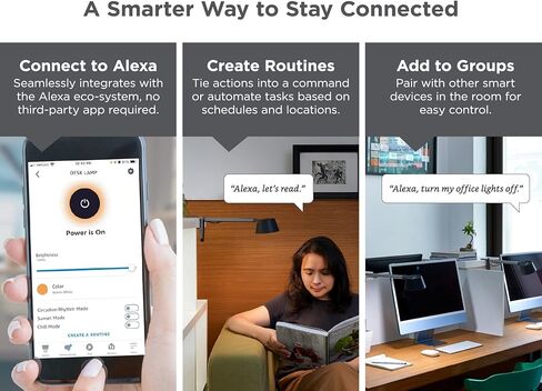 مصباح مكتبي ذكي من BLACK+DECKER Verve Designer، يعمل مع وضع Alexa Auto-Circadian، LED أبيض حقيقي + 16 مليون لون RGB، شاحن لاسلكي Qi، أسود/رمادي، معتمد للبشر in Kuwait