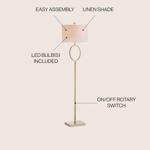 JONATHAN Y JYL1089A April 61" Metal LED Floor Lamp, Modern, Contemporary, Glam, Traditional, Office, Living Room, Family Room, Dining Room, Bedroom, Hallway, Foyer, Brass in Saudi Arabia