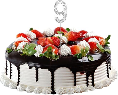 ELANE 10 PCS 0-9 Number Cake Topper,Crystal Rhinestones Cake Toppers for Wedding Anniversary Baby Shower Valentine's Day Reunion Theme Party. (0-9, Silver) in Saudi Arabia