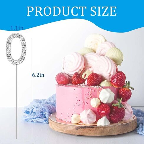 ELANE 10 PCS 0-9 Number Cake Topper,Crystal Rhinestones Cake Toppers for Wedding Anniversary Baby Shower Valentine's Day Reunion Theme Party. (0-9, Silver) in Saudi Arabia