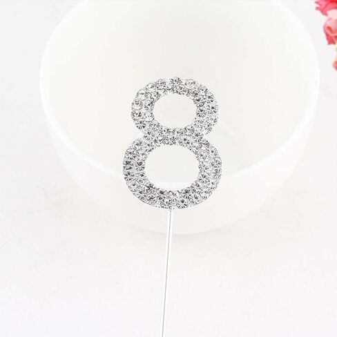 ELANE 10 PCS 0-9 Number Cake Topper,Crystal Rhinestones Cake Toppers for Wedding Anniversary Baby Shower Valentine's Day Reunion Theme Party. (0-9, Silver) in Saudi Arabia