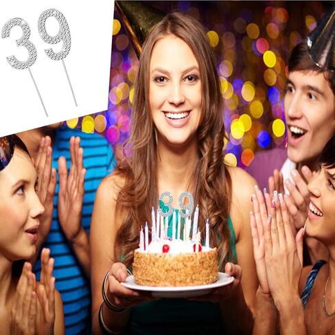 ELANE 10 PCS 0-9 Number Cake Topper,Crystal Rhinestones Cake Toppers for Wedding Anniversary Baby Shower Valentine's Day Reunion Theme Party. (0-9, Silver) in Saudi Arabia