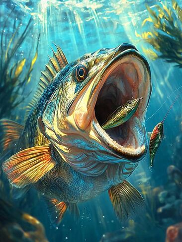 VAIIEYO 5D DIY Diamond Art Kits for Adults Fish, Diamond Painting Animal, Diamond Art Full Drill Round Rhinestone Craft Canvas for Home Wall Decor Gift 12x16 inch-73 in Saudi Arabia