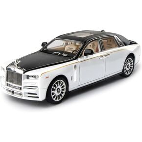 Toy Car Rolls-Royce 1/24 Phantom Model Alloy Collectibles Diecast Vehicles with Sound and Light (Black/White)