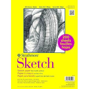 Strathmore 300 Series Sketch Paper, 9x12 inch, 200 Sheets, Bulk Pack - Artist Sketchbook for Drawing, Illustration, Art Class Students