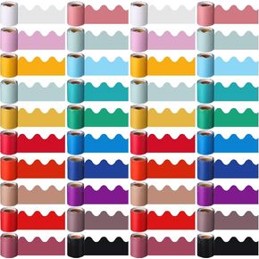 Ctosree 40 Rolls 656 Feet Scalloped Bulletin Board Borders in 20 Colors Colorful Classroom Borders for Bulletin Board Decoration Bulletin Board Trim Boarders for Classroom Bulletin Board