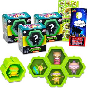 Teenage Mutant Ninja Turtles Party Favors Set - Bundle with 3 TMNT Blind Bag Party Favors with Glow in the Dark Mini Figurines Plus Stickers, More | TMNT Nano Pods Party Supplies