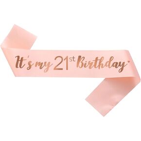 It's My 21st Birthday Sash Rose Gold, Birthday Sash for Girls, Birthday Girl Sash for Birthday Gifts Party Decorations and Supplies, RoseGold