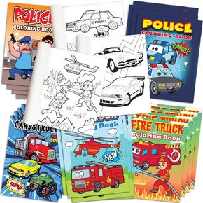 ArtCreativity Firefighter Coloring Books - Pack of 12-8 Paged Assorted Mini Color Booklets, Fun Fireman Goodie Bag Fillers, Birthday Party Favors and Activities for Boys and Girls