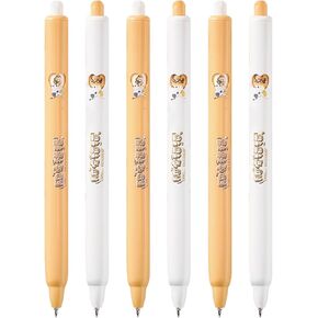 6 Pcs Cute Retractable Pens Cat Pens Cartoon Gel Pens 0.5mm Black Writing Pen Office School Pens Women Girls Men Boy Pens (6Pcs Cat-2)