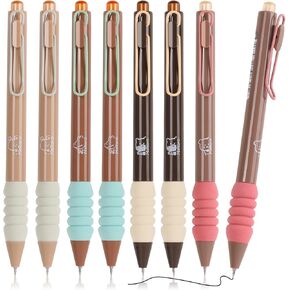 Gel Pens Black,Ink Pens for School,8Pcs 0.5mm Pens,Retractable Ballpoint Pens with Sponge Grip,Fine Point Pens for Journaling Writing Note Taking, Fine Tip Pens Smooth Writing Pens for Women