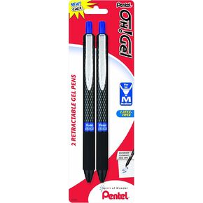 Pentel Oh! Gel Retractable Gel Pen, 0.7mm, Blue Ink, 2 Pack (K497BP2C)