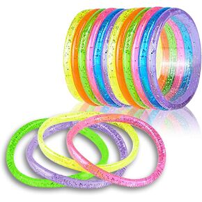 ArtCreativity 6" Liquid Glitter Bracelets - Pack of 12 - Assorted Bright Neon Colors - Fashionably Fun Party Favor and Collection - Amazing Gift Idea for Women, Boys and Girls