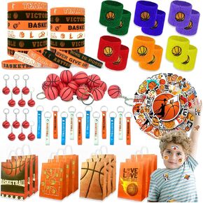 Basketball Party Favors 110Pcs Basketball Themed Birthday Party Supplies Wristbands Basketball Keychains Bracelets Bags Stickers Pinata Filler