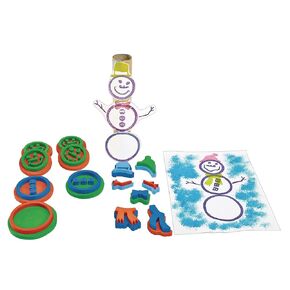 Colorations Snowman Stamper Kit, 15 Stamps, EVA Foam, Durable, Washable, Arts and Crafts, for Kids, Winter, Christmas, Holidays, Classroom, Craft Activity