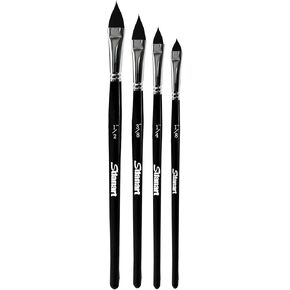 Cat Tongue Watercolor Brushes,4 PCS Oval Wash Paint Brushes for Acrylic Painting Oval Floral Petal Watercolor Brush，Pointed Oval Paintbrush Professional Cat's Tongue Paint Brush Artist Brushes