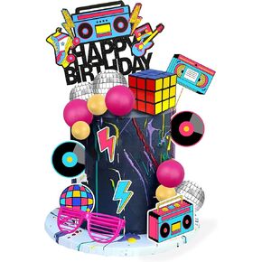20 PCS 80s 90s Cake Toppers Retro Hip Hop Cake Decorations for Born in the 80's 90’s Decade Throwback Party Decorations Supplies (style 1)