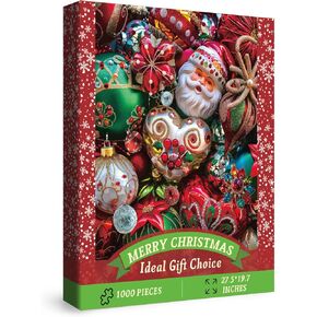Christmas Ornament Puzzles for Adults 1000 Pieces, Winter Holiday Xmas Jigsaw Puzzles, Santa Pretty Cute Puzzles