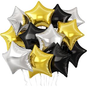 Champagne Gold Star Balloons,12Pcs Light Gold Silver Star Shaped Foil Balloons,18Inch Large Gold Helium Mylar Balloon for Birthday Baby Shower Anniversary Wedding Party Decorations
