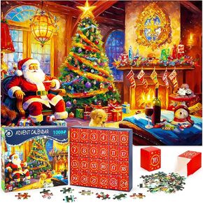Christmas Jigsaw Puzzles 2024 Advent Calendar for Adults Kids, 1008 Pieces Christmas Puzzles Countdown Calendar, Family Christmas Game Xmas Gifts Stocking stuffer, Home Wall Decoration (Style-2)