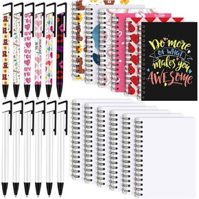 Spakon 24 Pcs Sublimation Notebook and Pen Set 24 Pcs A6 Line Spiral Notebooks Blank with 24 Pcs Sublimation Pens Bulk for Christmas DIY Classroom Office Writing Supplies Gifts