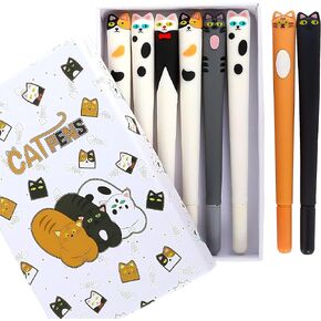LiYiQ 8 PCS Cute Cats Design 0.38mm Gel Pens Ink Smooth Writing Pens Cat Lover Gifts for Women and Girls with Cat Gift Box Birthday Gifts Christmas Gifts for Women and Girls