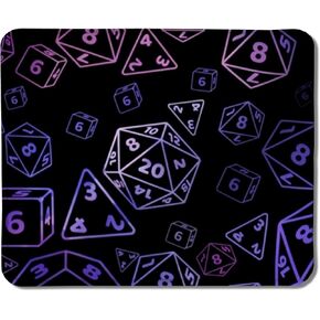 Neon Dice Gaming Mouse Pad, Black and Purple D20 RPG Gaming Mouse Pad for Wireless Mouse Computers Laptop Desk Accessories, Gamer Gifts, Gaming Gifts for Boys Men, 9.5x7.9 Inch