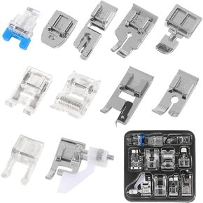 11pcs Presser Feet Set Snap On Sewing Machine Foot for Brother Singer Janome Babylock Kenmore Low Shank Sewing Machine Use