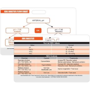 Arterial Blood Gas (ABG) Horizontal Badge Card - Excellent Resource for Nurses, Nursing Clinicals, and RN Students - Great Nursing School Supplies and Accessories