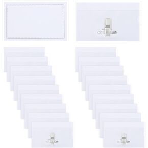 Molain 20 Pieces Pin Style Name Badge Holders Name Tags with Pins Clear Plastic Name Tag Holder Horizontal Name Badge Holders with 20 Pcs Inserts for Meeting Seminar Show Event and Conference
