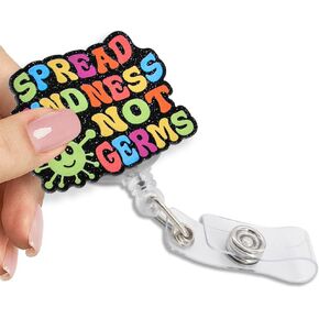 Spread Kindness Glitter Retractable Reel ID Card Clip, Cute Badge Reel for Nurse Practitioner School Nurse RN ICU CNA Doctor Social Worker, Mental Health Birthday Christmas Appreciate Gifts