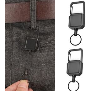 2 Pack Retractable Badge Reels, Outdoor Wire Rope Keychain Portable Retractable Return Anti-theft Key Rope Buckle Telescopic Key Holder Cycling Camping Hiking