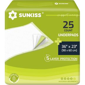 SUNKISS TrustPlus 36" x 34" Disposable Underpads for Incontinence, Super Absorbent Leakproof Bed Pads, Furniture Protectors, Pee Pads for Adults, Kids, Elderly, and Pets, 20 Count