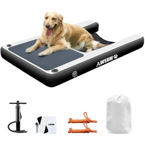 منحدر مائي قابل للنفخ للكلاب، سلالم عائمة للكلاب والكلاب على درجات سلم الماء لحمام السباحة والبحيرة والقوارب والرصيف، مع وسادة مضادة للانزلاق in Kuwait