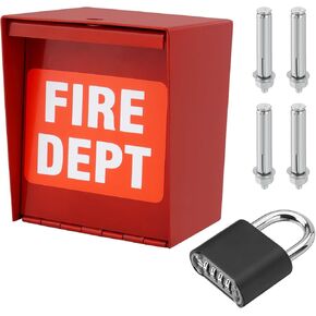 Fire Department Box with Combination Lock and Hardware Heavy Duty Stell Red