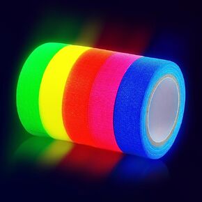 5 Pcs Neon Duct Tape Glow in The Dark under UV Lights - Colored Duct Tape UV Tape Under Black Lights for Glow Party Neon Tape Glow in the Dark Tape - Black Light Tape Glow in the Dark Halloween Tape