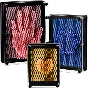 Dicunoy 3 Pack Plastic Pin Art Board, 3D Pin Art Sensory Toy, 3 Size Classic Pin Impression Sculpture Needle Toys for Children Creativity, Gift and Decoration for Adults, Customers, Home, Office