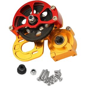 Metal Forward Transmission Assembled Gearbox with Steel Gear Set Compatible with Axial SCX10 & SCX10 II 90046 90047 1/10 RC Crawler Upgrade Parts,Half Open Shell (Silver)