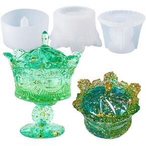 Crown Jar Resin Mold with Lid, Silicone Storage Box Mould Jewelry Box Case Molds for Epoxy Resin Casting DIY Resin Crafts Jewelry Trinket Container Candle