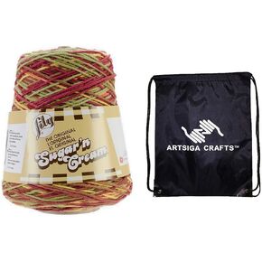 Lily Sugar'n Cream Cones Sage 103002-02084 (1-Cone - Same Dye Lot) Worsted Medium #4 Cotton Yarn for Crocheting and Knitting with Project Bag