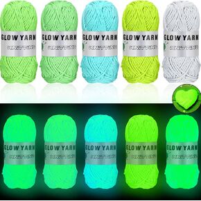 WILLBOND 10 Rolls Glow in The Dark Yarn Luminous Crochet Yarn for Crocheting DIY Knitting Glow Fingering Sewing Supplies for Arts Crafts Sewing Party Supplies, 54.7 yd Per Roll (Vibrant Colors)